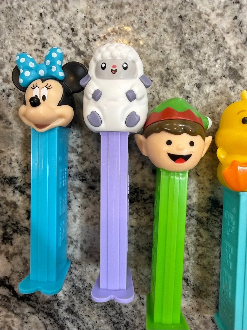 Character PEZ Candy Dispensers - Minnie, Lamb, Elf, Chick, Bunny